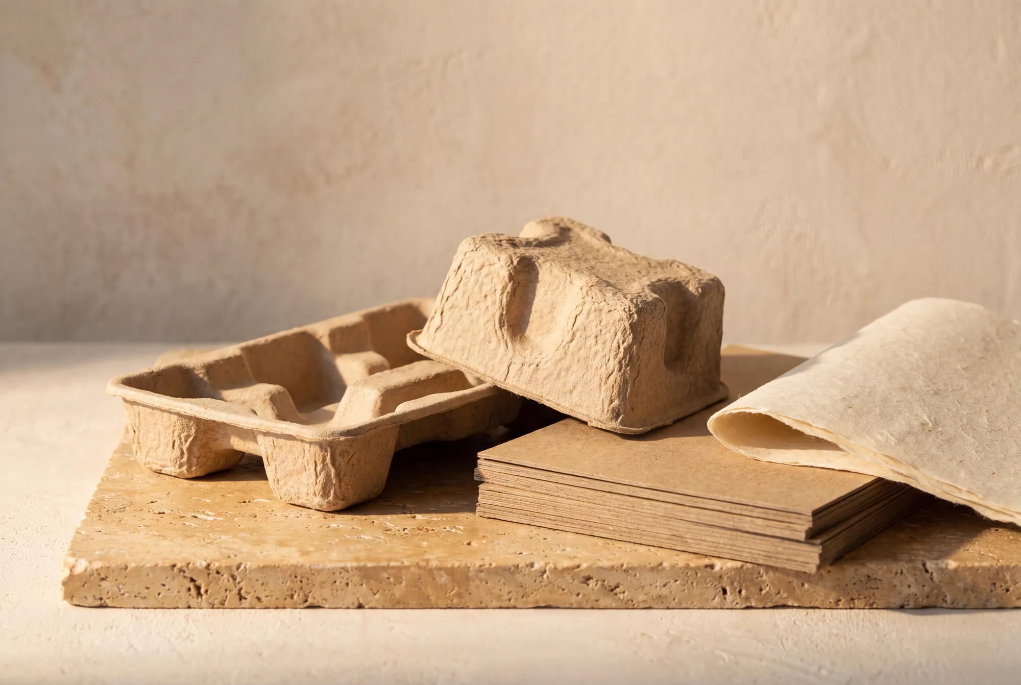 Moulded-pulp and recycled-board sustainable packaging